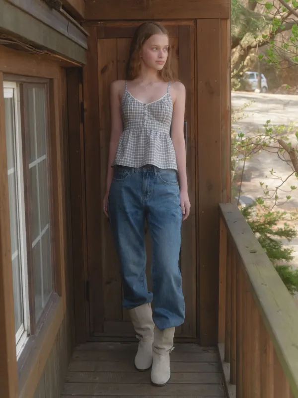 Frutti sleeveless blouse (gray check)