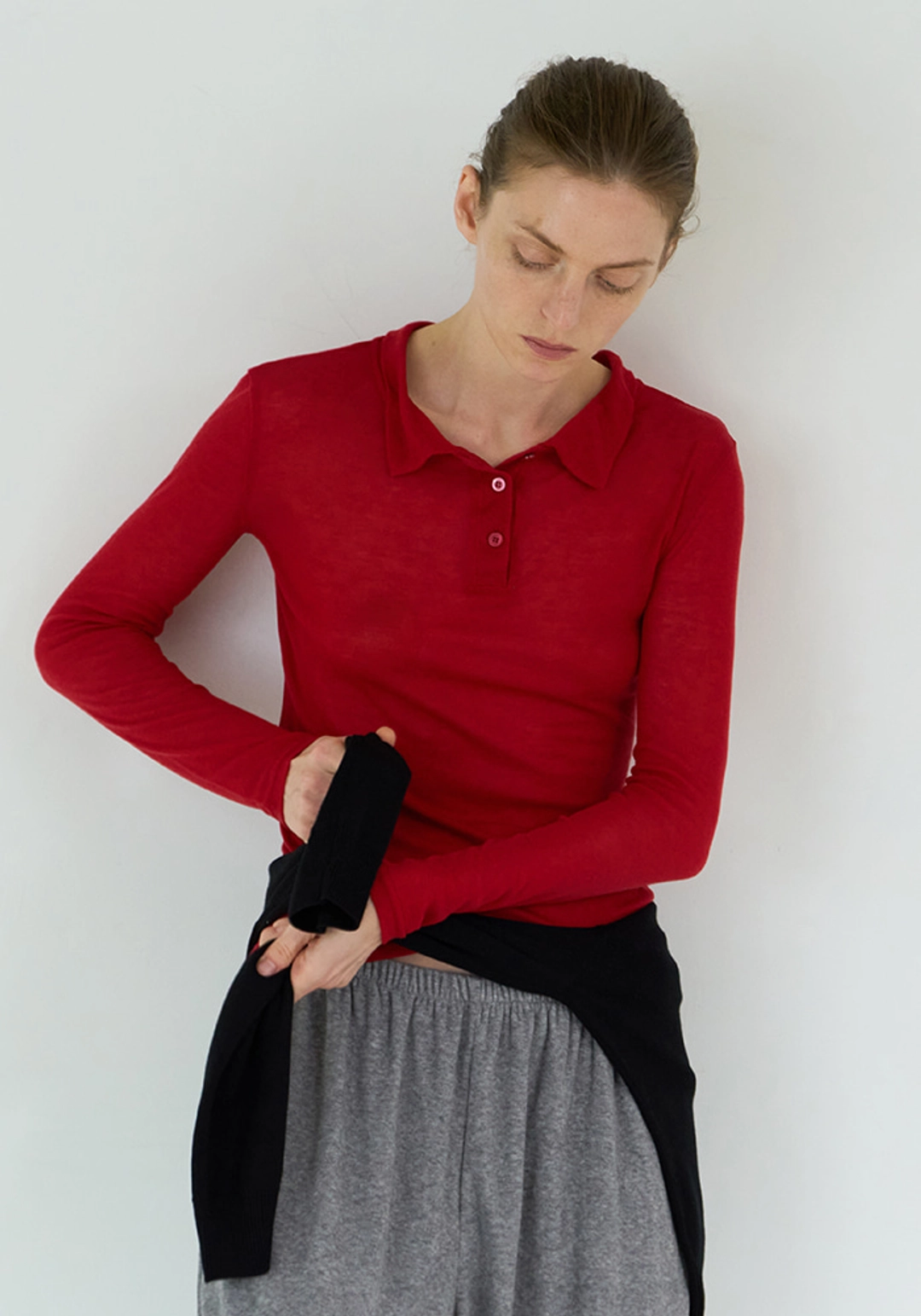 이브세이지 Seethrough polo tee (Red) 상품 이미지 2