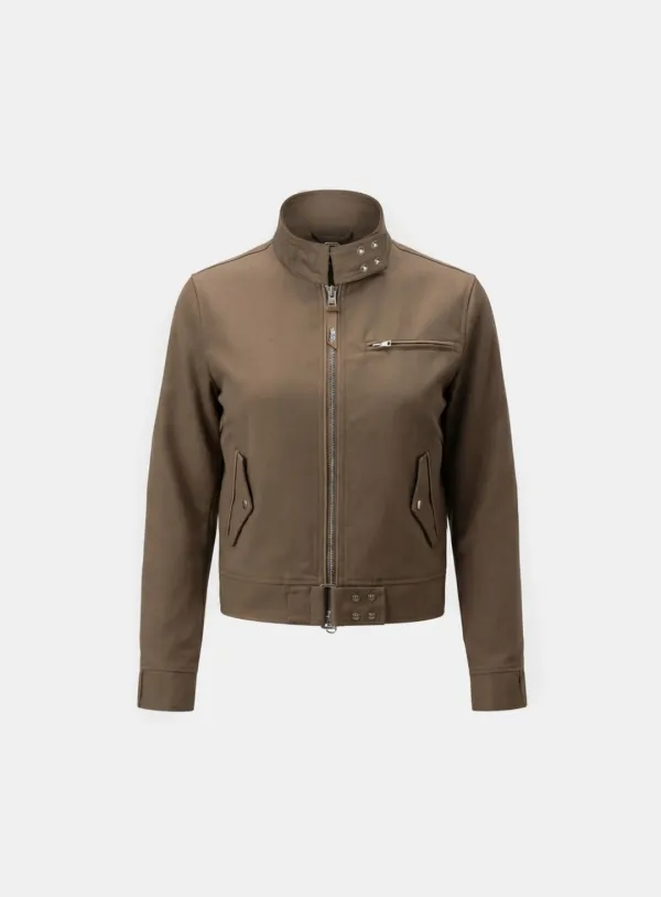 [w-jkt26-019] Spina High-Neck Jacket - Brown