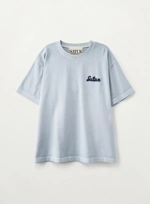 Flowing Small Logo Dyed T-Shirt - Sky Blue