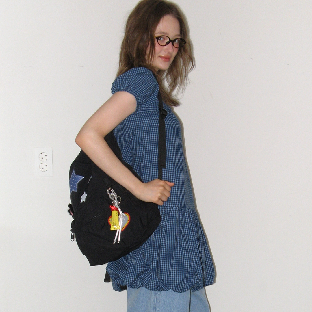 론론 PUMPKIN MINI DRESS BLUE CHECK 상품 이미지 1