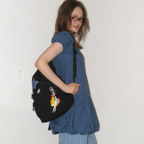 PUMPKIN MINI DRESS BLUE CHECK