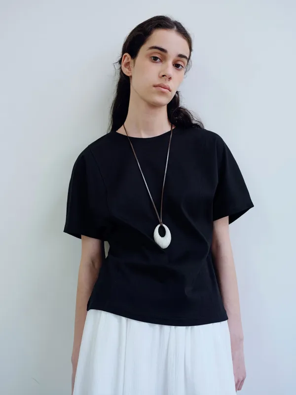 TIR CURVED LINE SILKET TOP_BLACK
