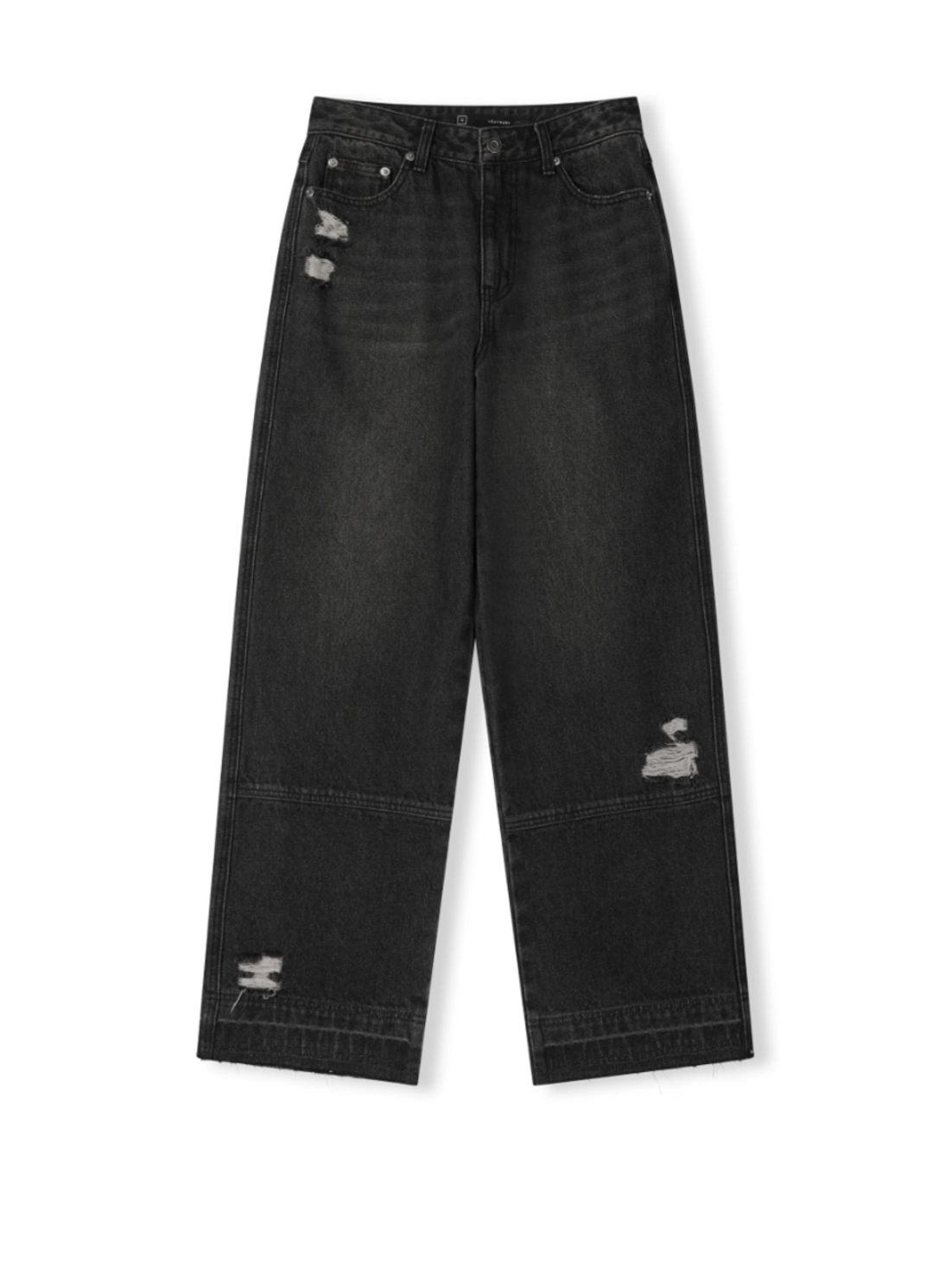 레더리 언폴디드 데미지 워싱 데님 팬츠 [BLACK] 상품 이미지 1