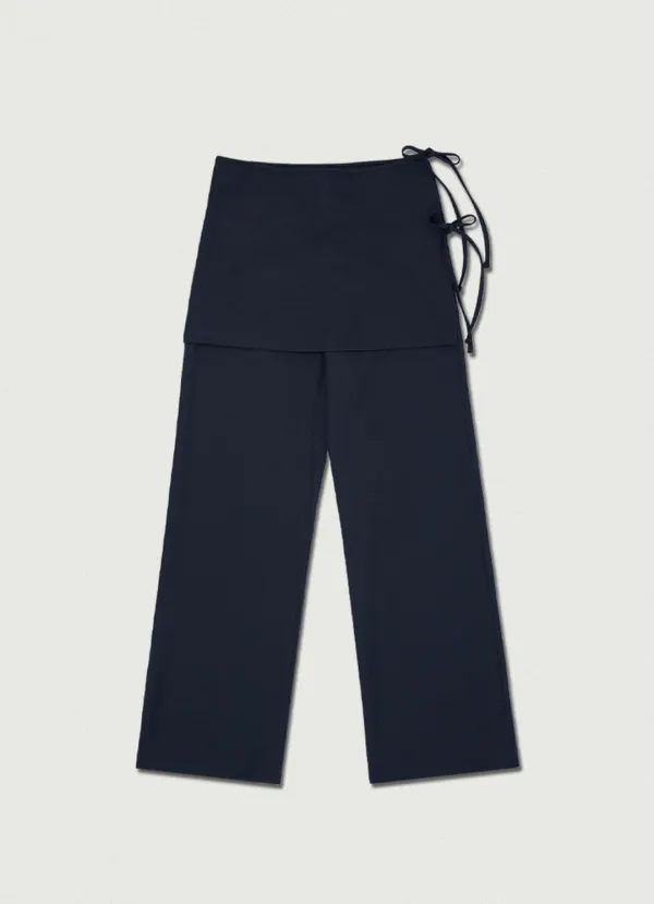 2nd/ Ribbon Skirt Slacks [navy]