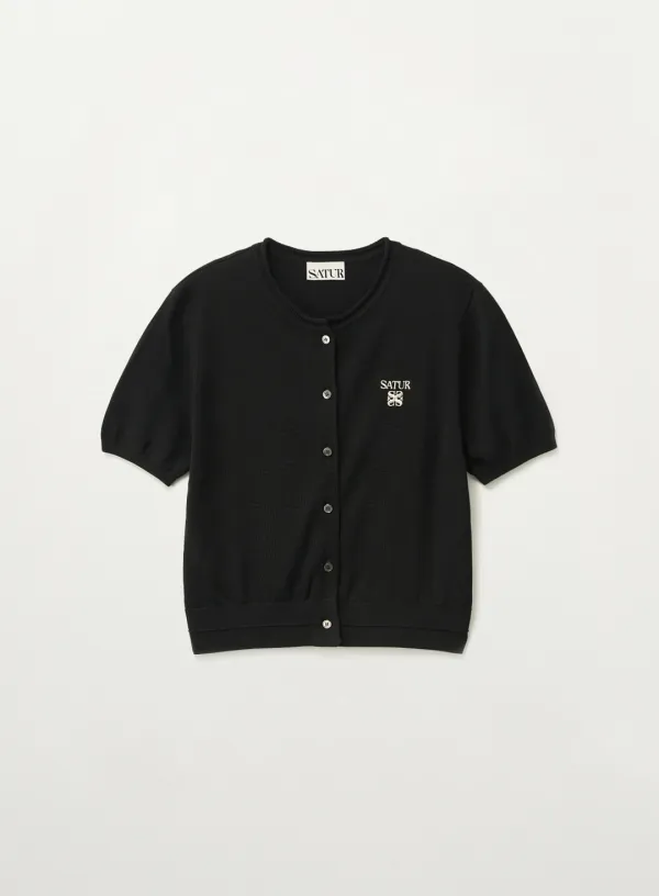 [이민정 Pick] (W) Fine Half Crewneck Cardigan - Black