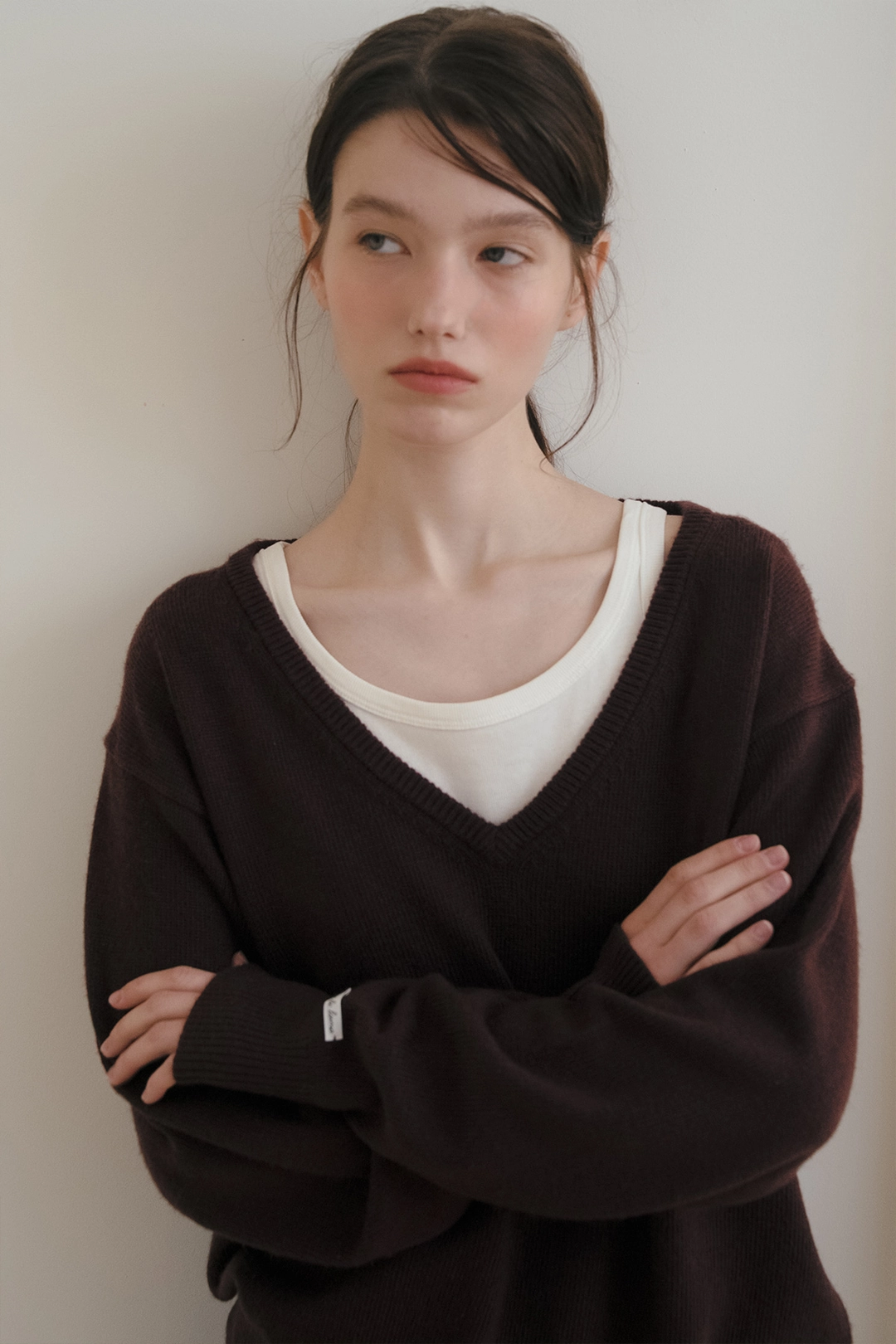 샤드라마 MODEST WOOL V-NECK KNIT [MERLOT BROWN] 상품 이미지 2