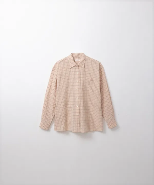 론 체크 셔츠 (peach pink)