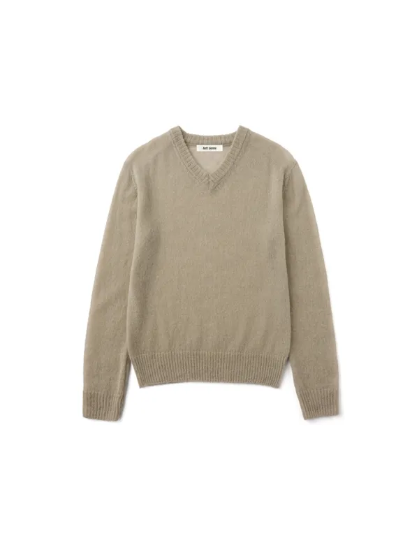 Sheer V-neck Knit (Beige)