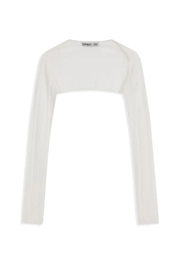 YY JACQUARD BOLERO, WHITE