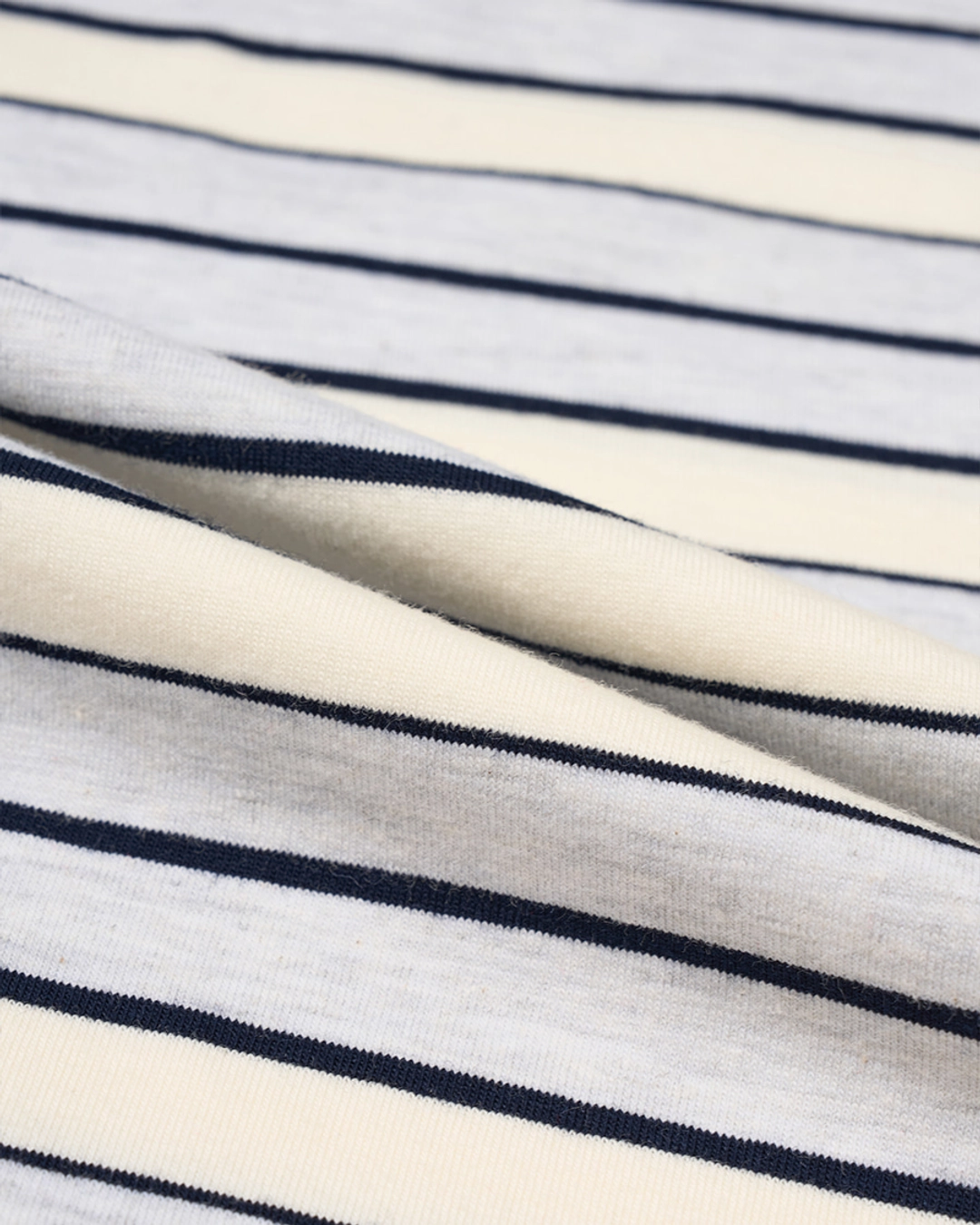 누아르나인 Curved Line Stripe T-Shirt [WHITE MELANGE] 상품 이미지 3