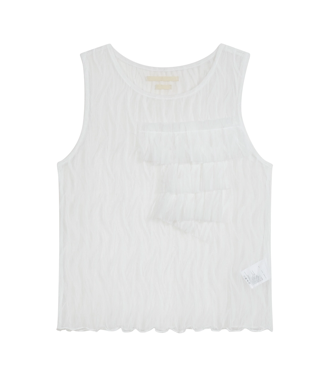 타입서비스 Mesh Ruffled Trim Sleeveless Top [White] 상품 이미지 3