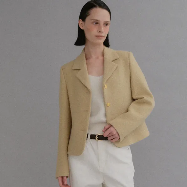 Tweed collar jacket_beige