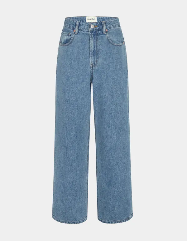 Drew Curved Wide Jeans (Mid Blue)