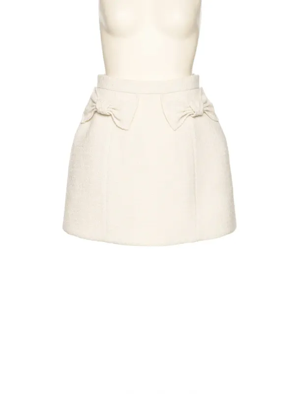 PS25 WHITE DOUBLE RIBBON SKIRT