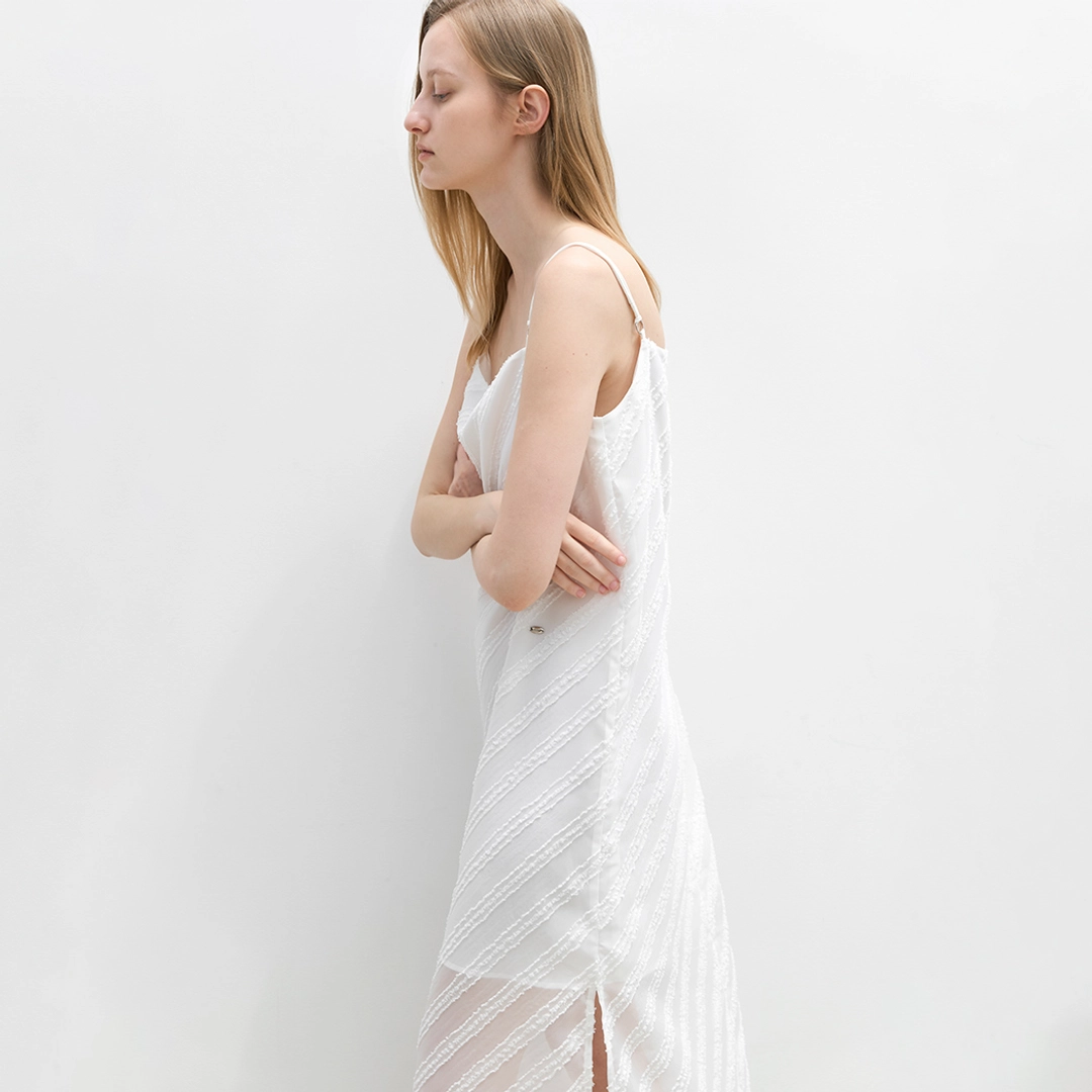 아뜰리에 나인 (OP-6329)FEATHER STRIPE JACQUARD DRESS 상품 이미지 2