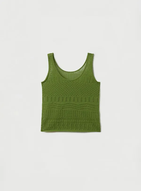 SOFT LACE KNIT SLEEVELESS - GREEN