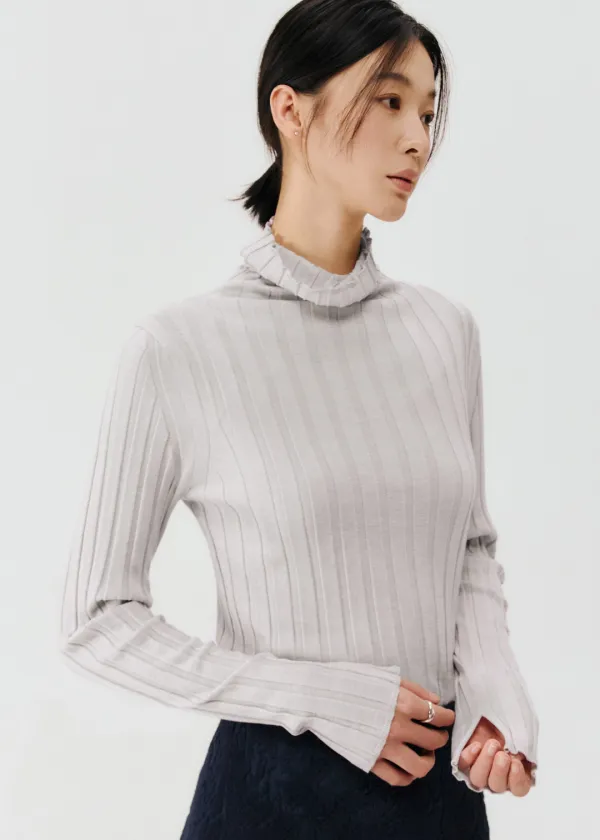 켈린 리브드 하이넥 니트
