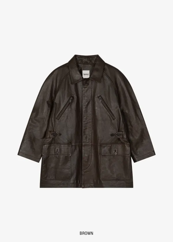 WILBUR LEATHER HALF COAT [BROWN]