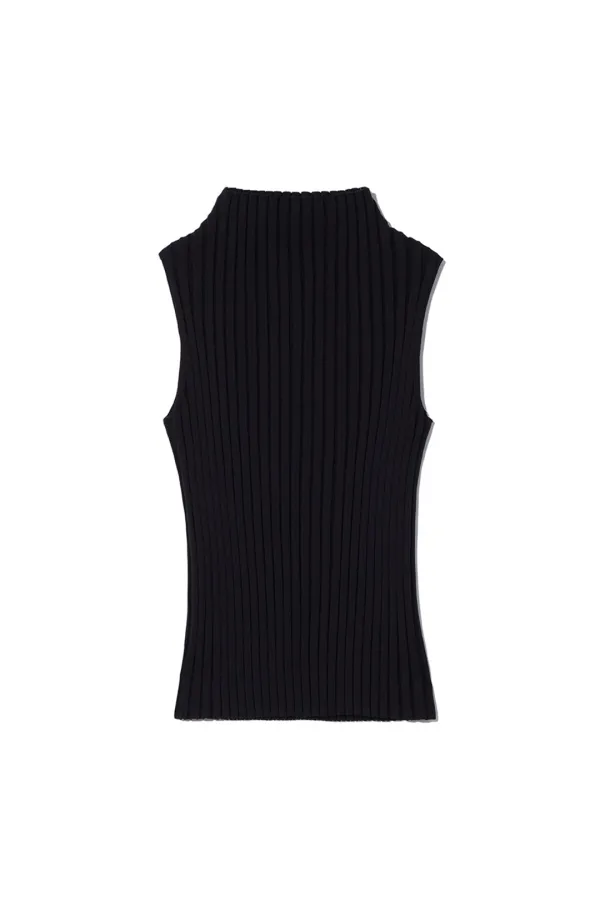 MILLIE KNIT SLEEVELESS MOCKNECK TOP [BLACK]