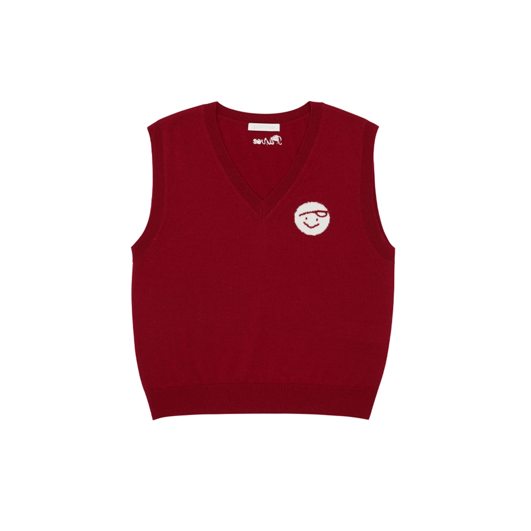 피브비 Classic V Neck Knit Vest (wine red) 상품 이미지 3