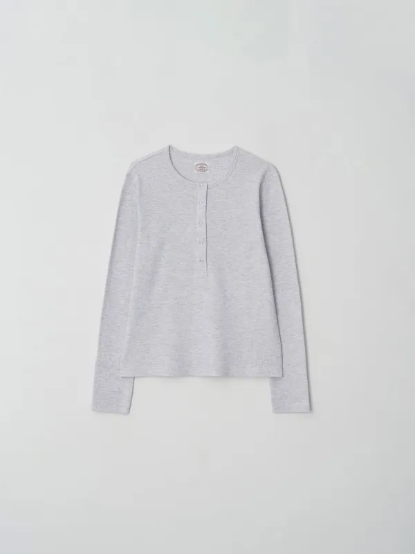 [2nd] Tom waffle henley t-shirt_melange white