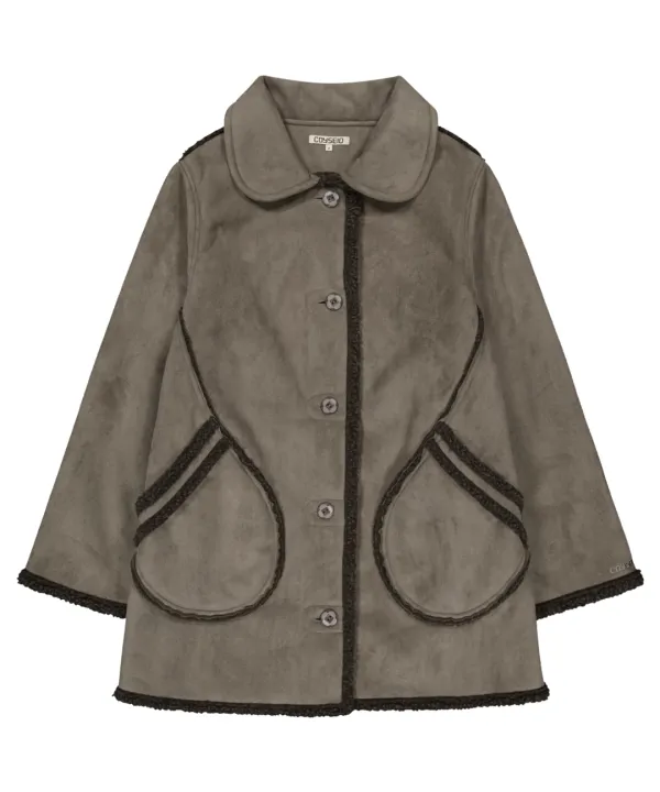 ROUND COLLAR SUEDE JACKET BROWN