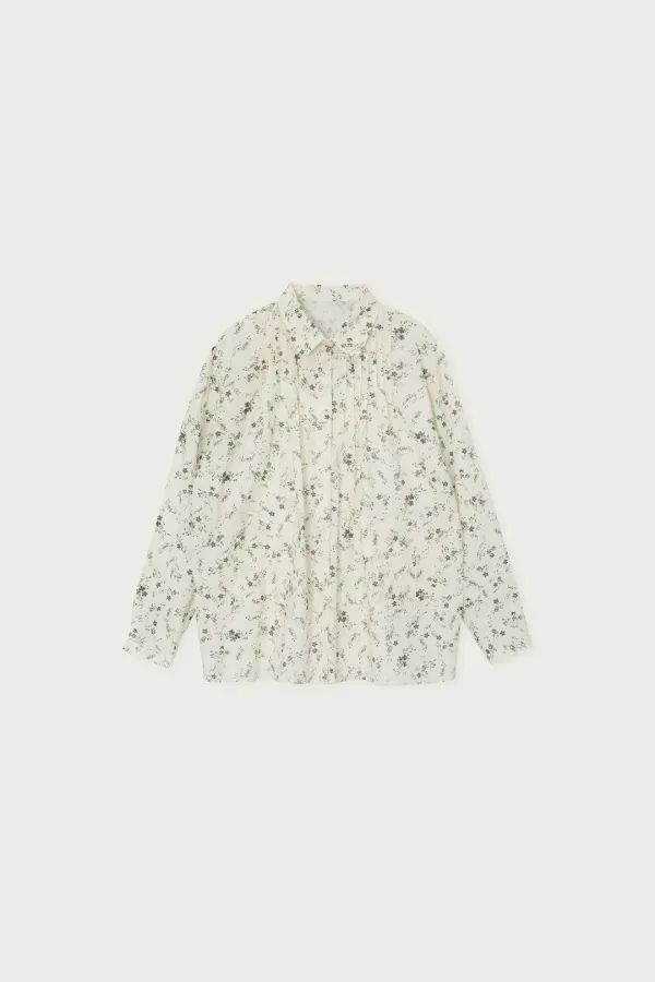 OVERSIZED PINTUCK SHIRT JACKET FLOWER