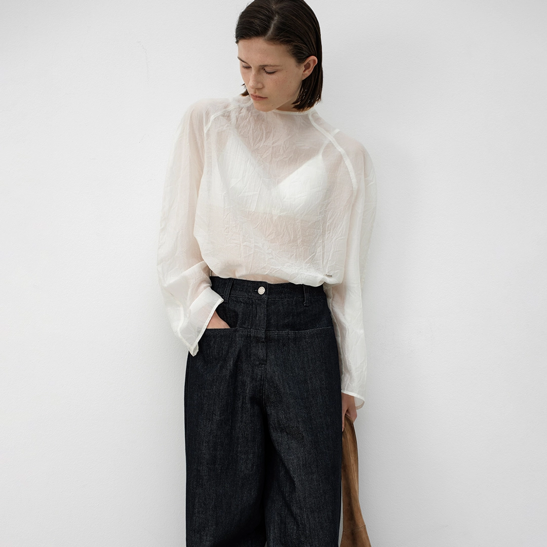 아뜰리에 나인 (BL-4375)ORGANZA RAGLAN VOLUME SLEEVE BLOUSE 상품 이미지 1