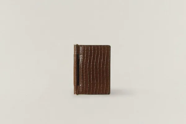 PORTE CARTES PAUMELLE LIZARD CHOCOLATE