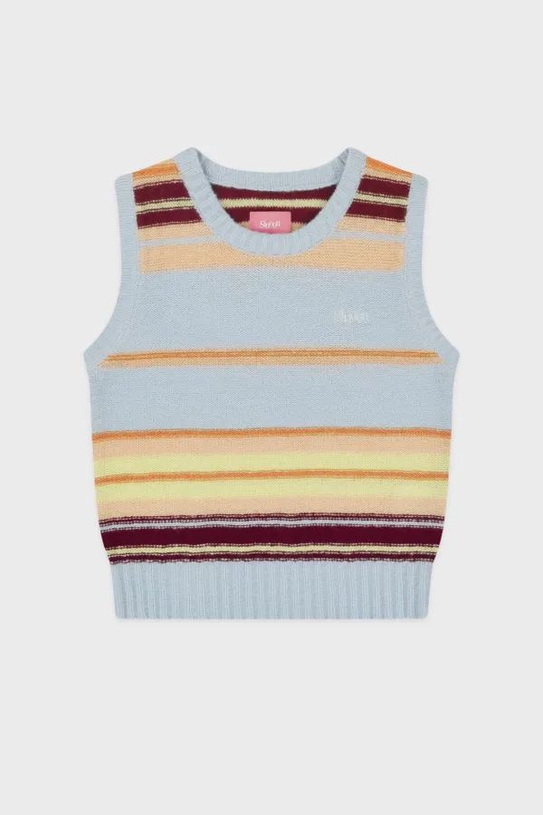 Sinoon Mix Stripe Knit Vest (Blue Mix)