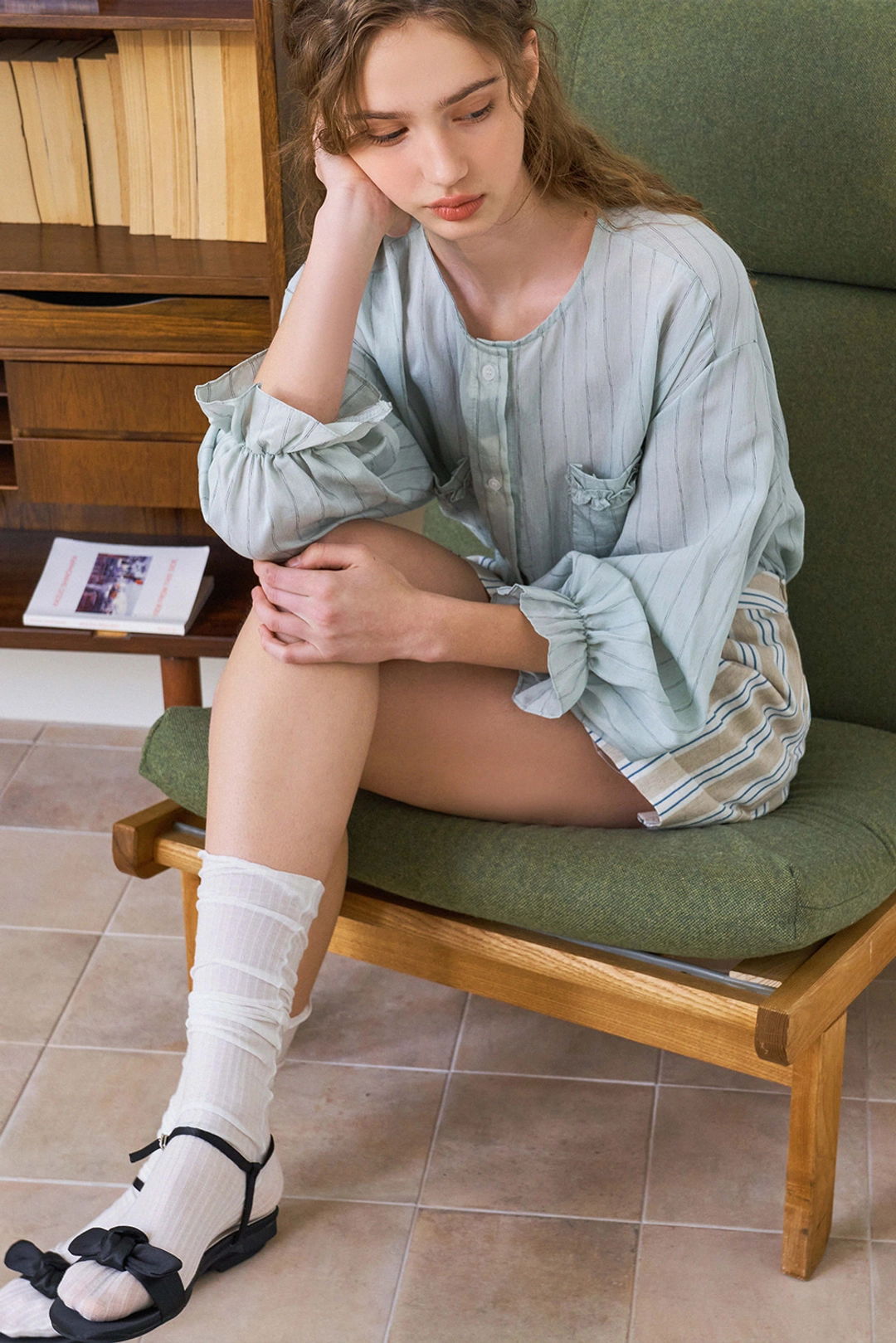 위드아웃썸머 Light stripe shirt_mint 상품 이미지 2