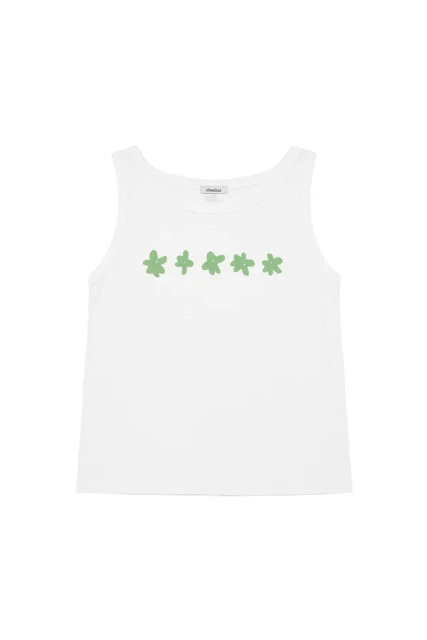 FLOWER PRINTING SLEEVELESS, WHITE