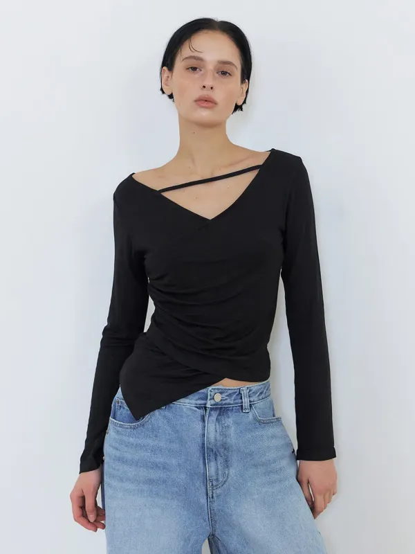 Unbalance Strap T-Shirt, Black