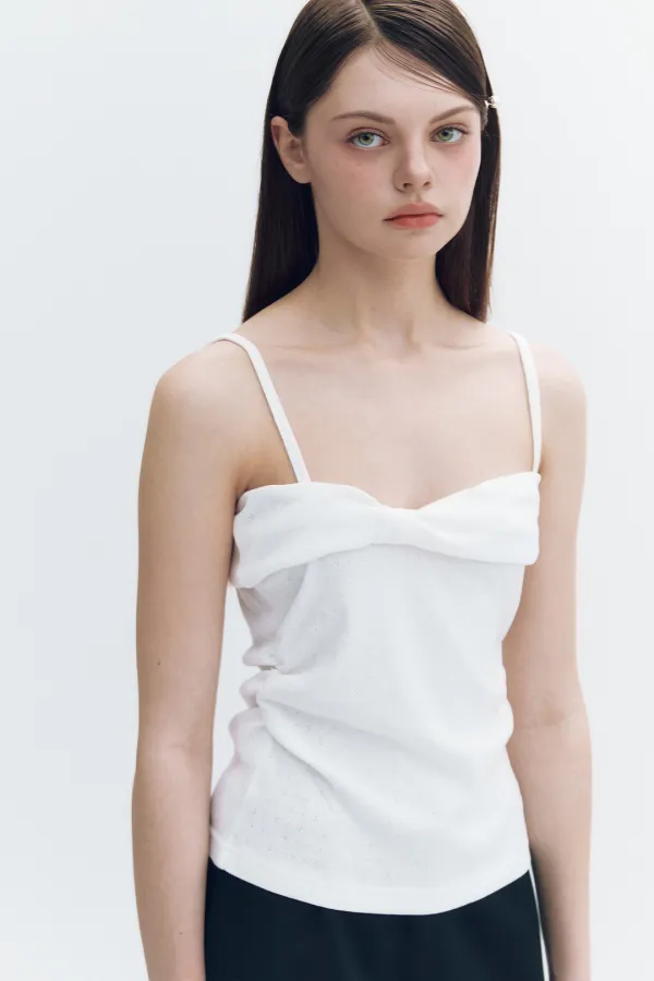 Ribbon Punching Sleeveless White