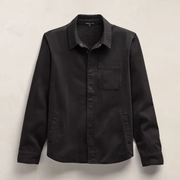 Herringbone Twill Shirt Jacket - Black