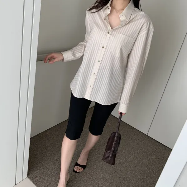 Jade Cotton Shirt (Silky-stripe)