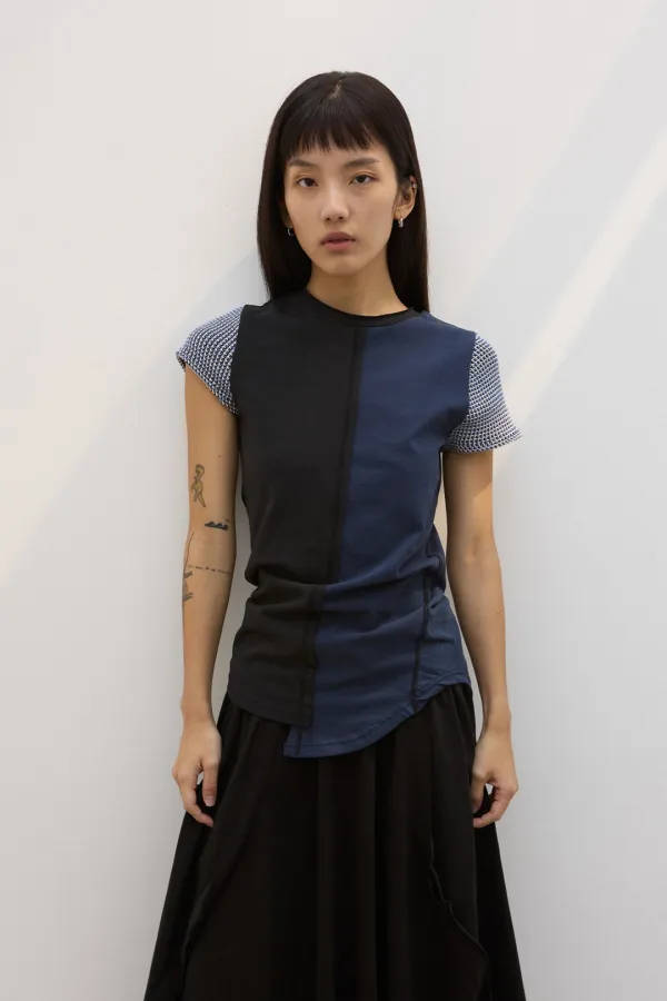 DECONSTRUCTED PANEL T-SHIRT BLACK/NAVY
