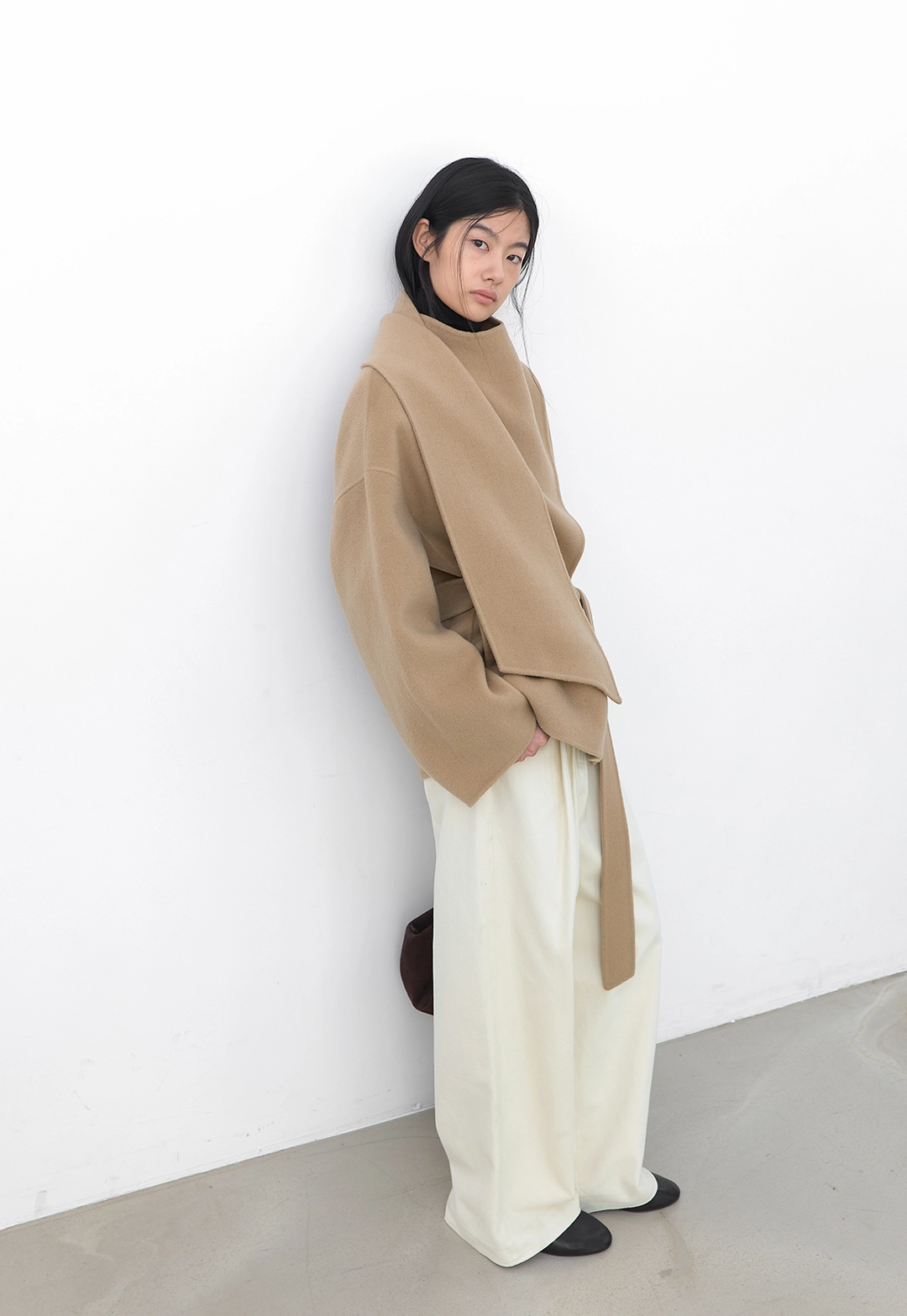 아뜰리에 나인 (CT-1490)DRAPE SCARF WOOL HALF HANDMADE COAT S 상품 이미지 3