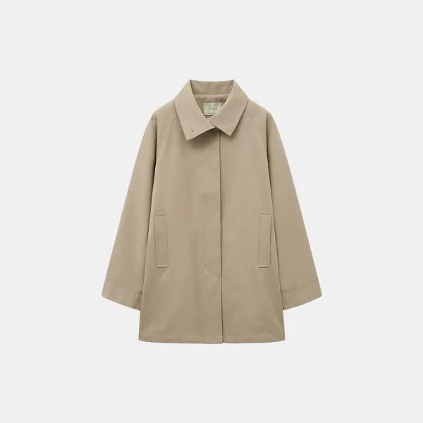SIOT4152 하이넥 하프 트렌치 코트_Camel beige