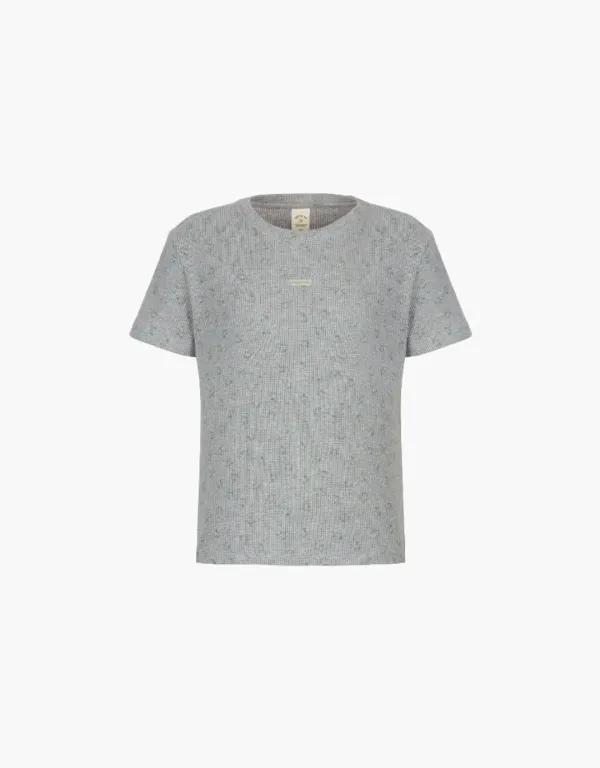 flower waffle t-shirt - melange grey