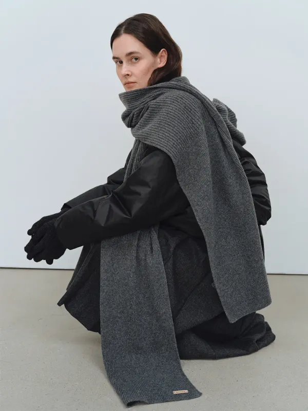 TFW CASHMERE HOODIE MUFFLER_CHARCOAL