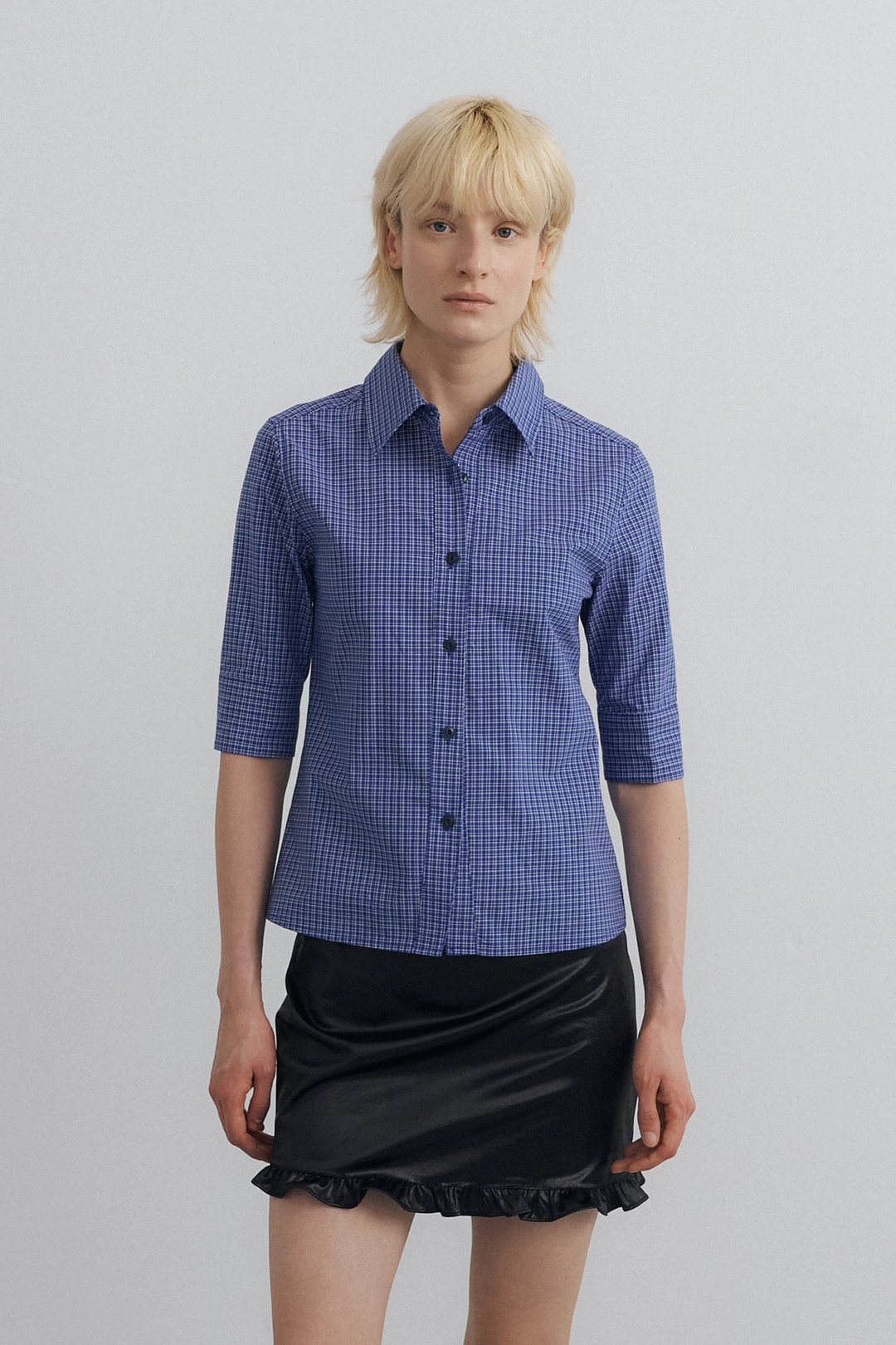 포지프레클즈 Slim Check Shirts_Royal Blue 상품 이미지 1
