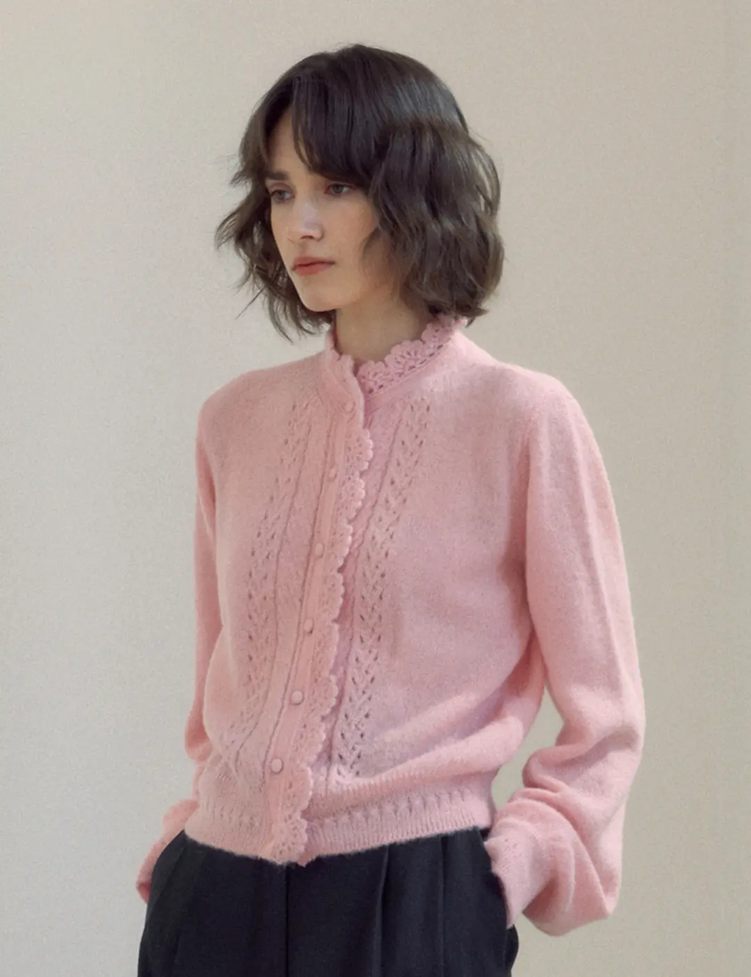 노미나떼 Lily Hand-Made Cardigan (Baby Pink) 상품 이미지 2