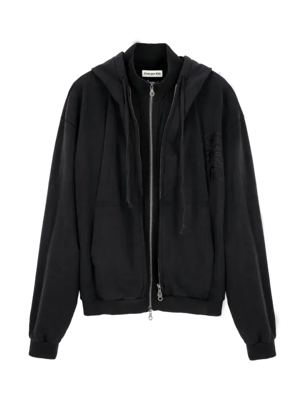 DOUBLE ZIP HOODIE BLACK