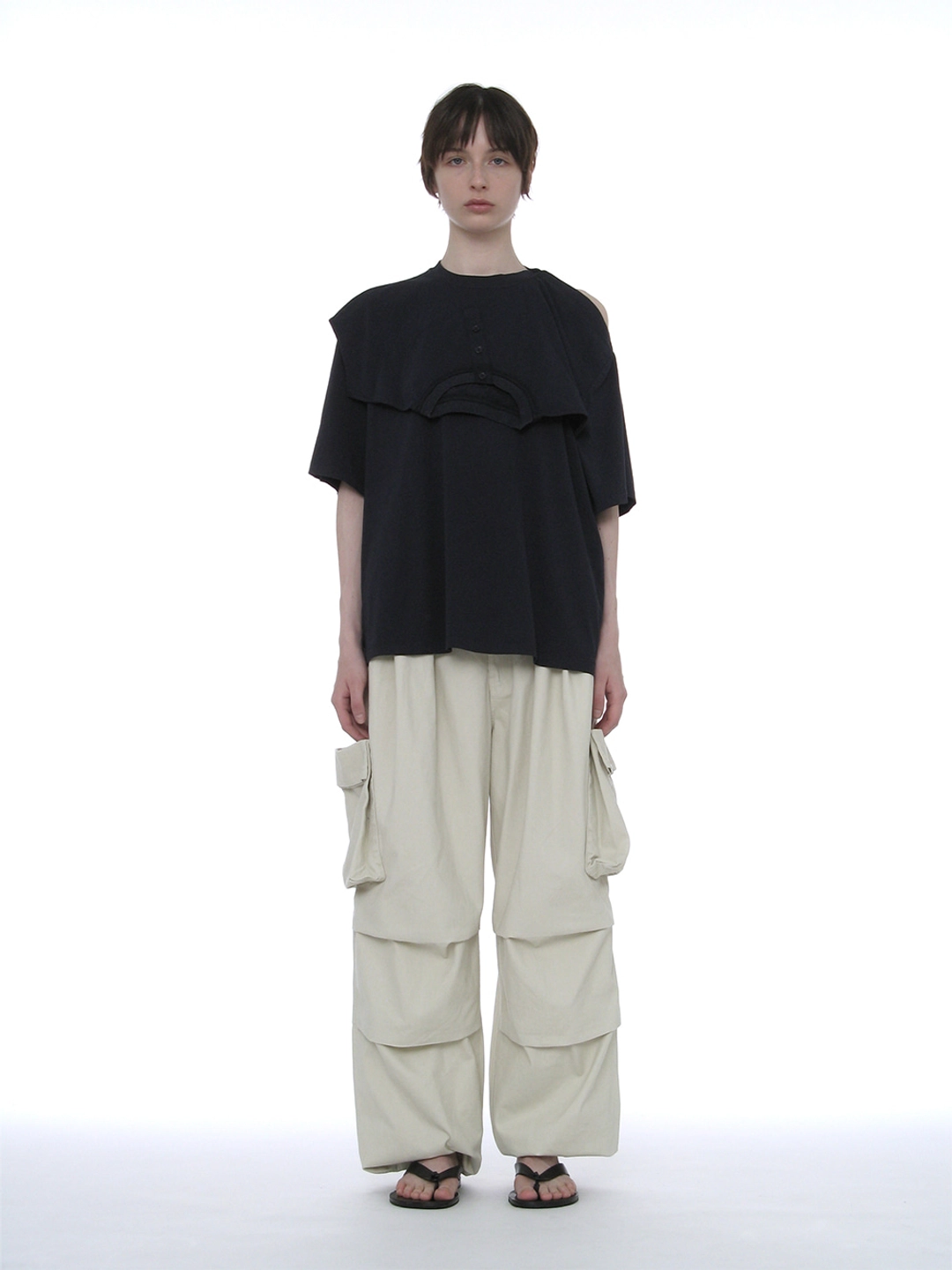 파르티멘토 [WOMEN] DECONSTRUCTED SHORT SLEEVE TEE_NAVY 상품 이미지 2