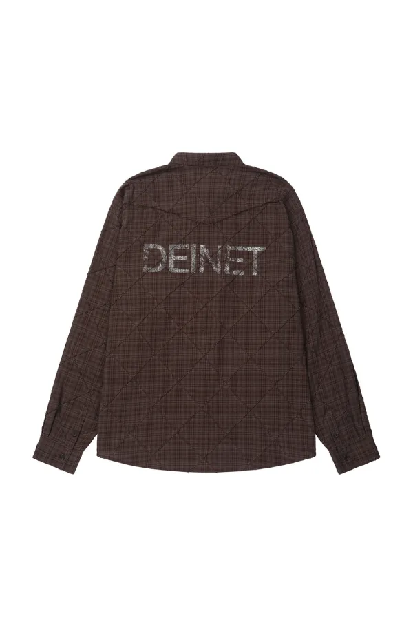 DOUBLE CHECKERED OVERFIT SHIRT IN BROWN