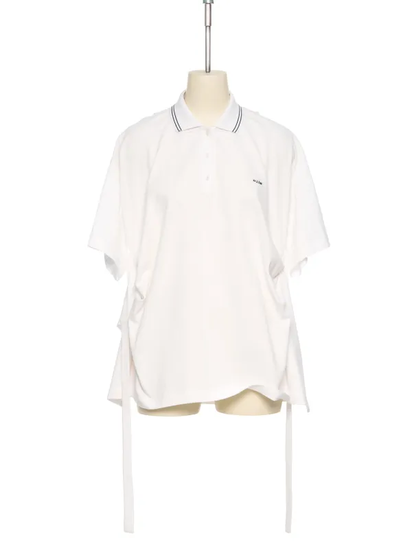 PF25 WHITE APRON WRAP PIQUE TOP