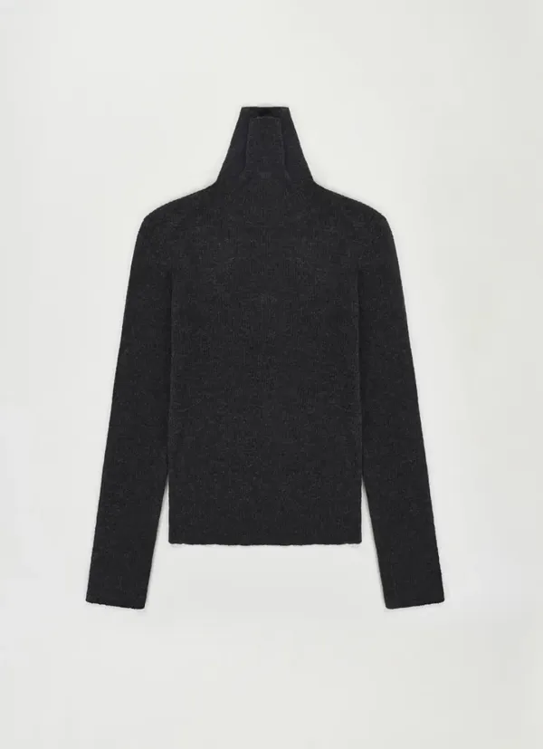 Ribbed turtleneck knit (Charcoal)