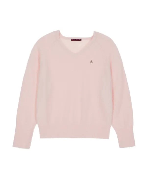 Fur V-neck Knit [Pink]